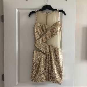 Gold mesh cocktail dress